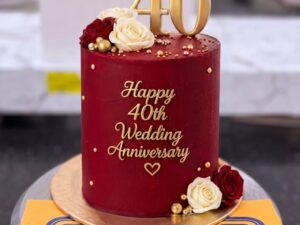 Maroon Fortieth Anniversary Cake in Lahore