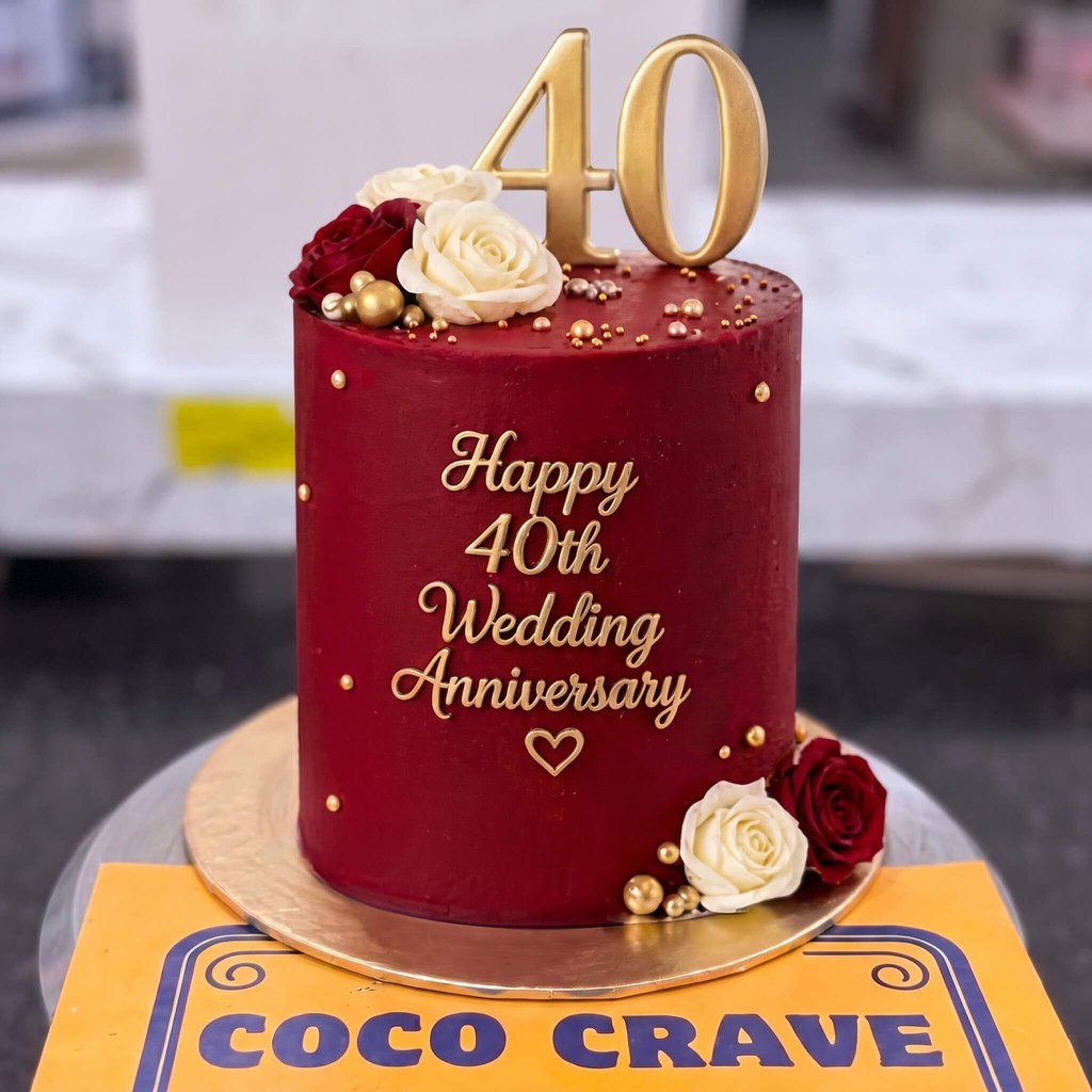 Maroon Fortieth Anniversary Cake in Lahore Maroon Fortieth Anniversary Cake in Lahore — CocoCrave Lahore