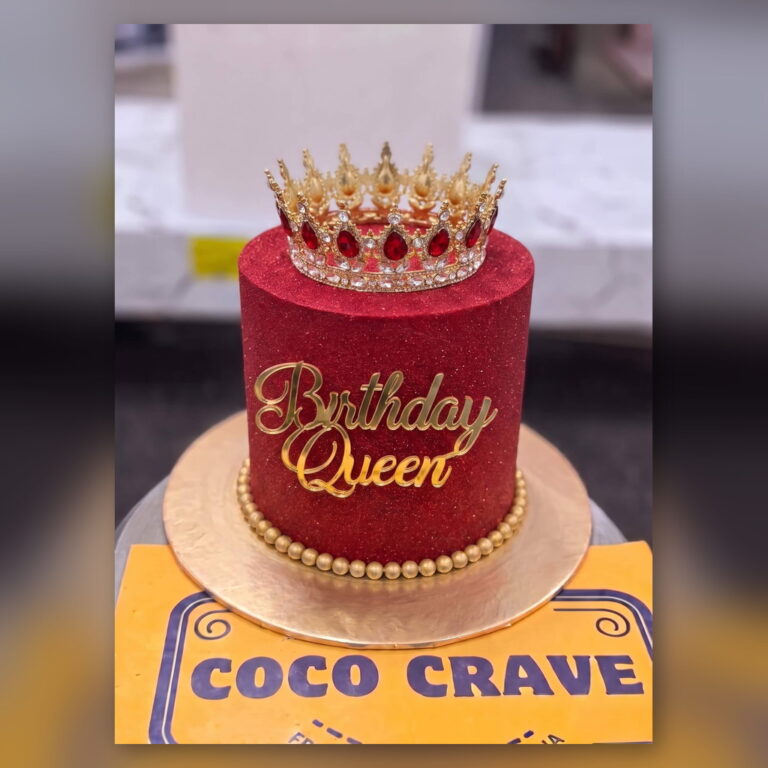 Maroon Velvet Birthday Queen Crown Cake in Lahore