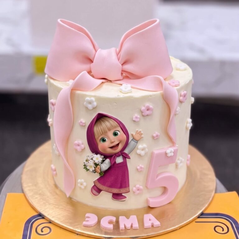Masha Birthday Cake with Pink Bow in Lahore