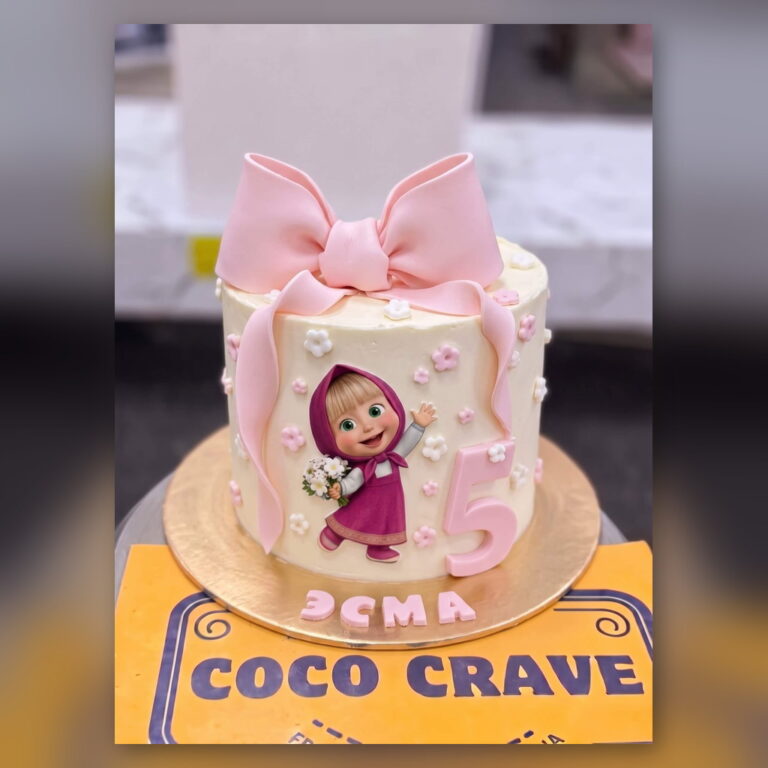 Masha Birthday Cake with Pink Bow in Lahore