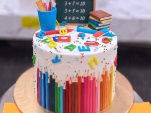 Maths Teacher Cake with Pencils in Lahore