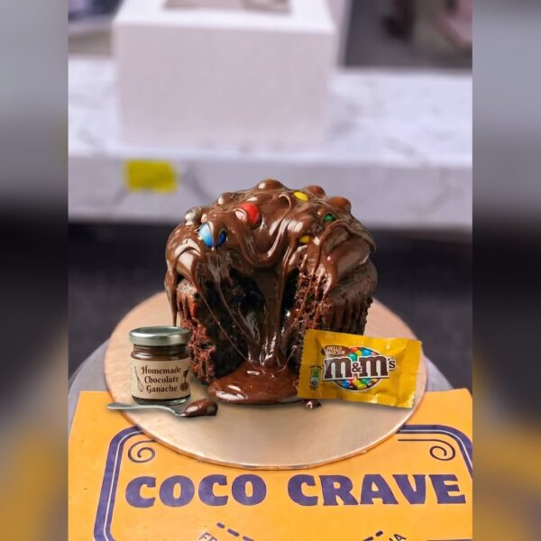 Dark Molten Chocolate and M&Ms Cupcake in Lahore — delivered in Lahore