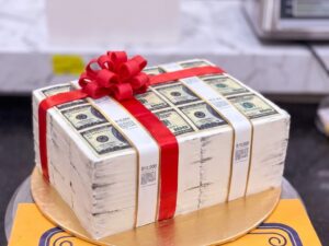 Money Gift Box Cake with Red Ribbon in Lahore — CocoCrave Lahore