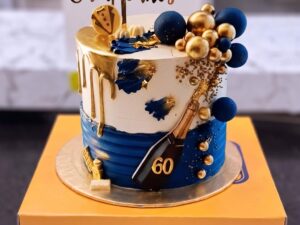 Navy and Gold 60th Birthday Cake in Lahore