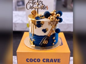 Navy and Gold 60th Birthday Cake in Lahore