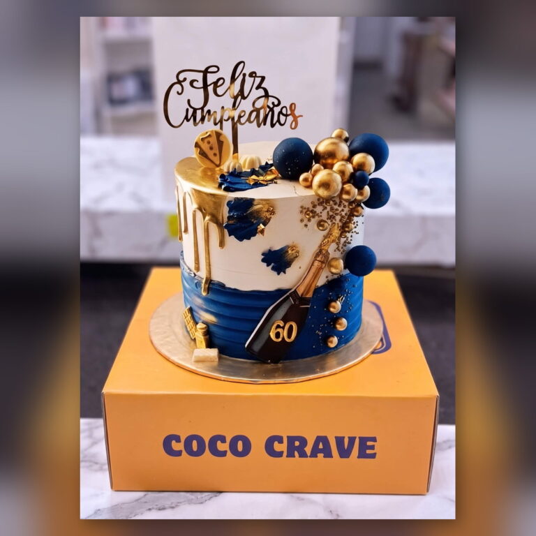 Navy and Gold 60th Birthday Cake in Lahore