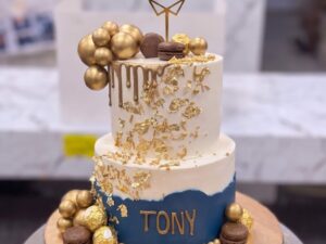 Navy and Gold Birthday Cake in Lahore