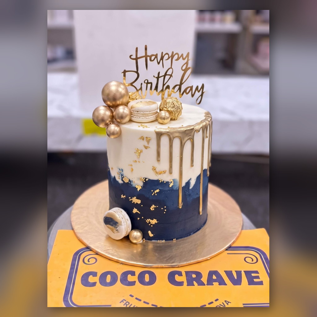 Navy and Gold Drip Cake in Lahore Navy and Gold Drip Cake in Lahore — CocoCrave.pk Lahore