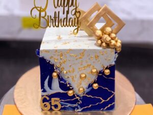 Navy Marble 65th Birthday Cake in Lahore
