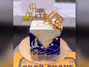 Navy Marble 65th Birthday Cake in Lahore