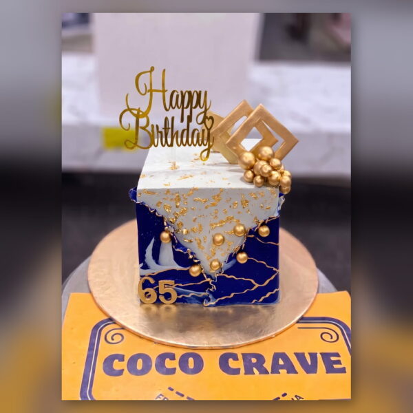 Navy Marble 65th Birthday Cake in Lahore — delivered in Lahore Dha, Lahore