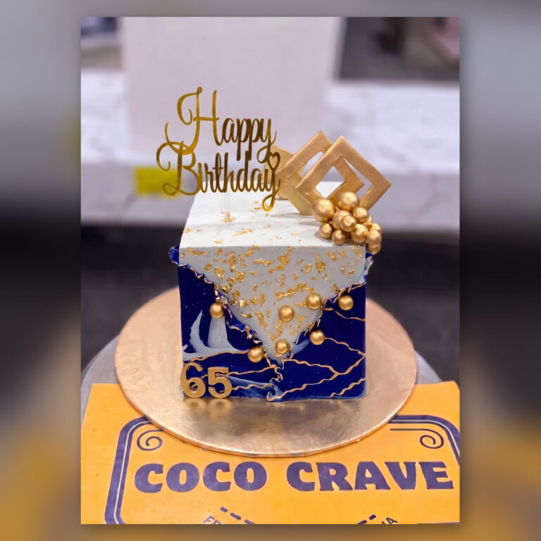 Navy Marble 65th Birthday Cake in Lahore