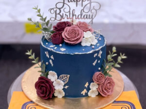 Navy Pink Rose Birthday Cake in Lahore