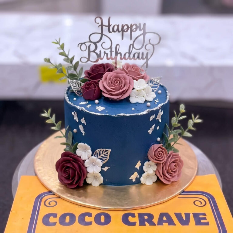 Navy Pink Rose Birthday Cake in Lahore