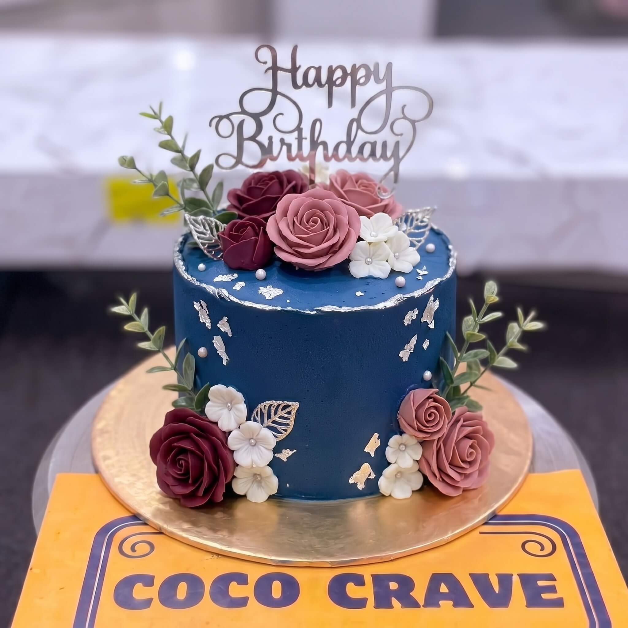 Navy Pink Rose Birthday Cake in Lahore Navy Pink Rose Birthday Cake in Lahore — CocoCrave Lahore