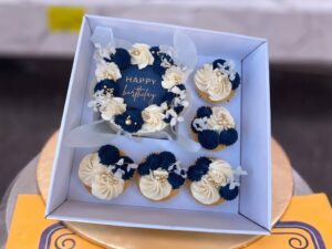 Navy White Floral Cupcakes Box in Lahore — CocoCrave Lahore