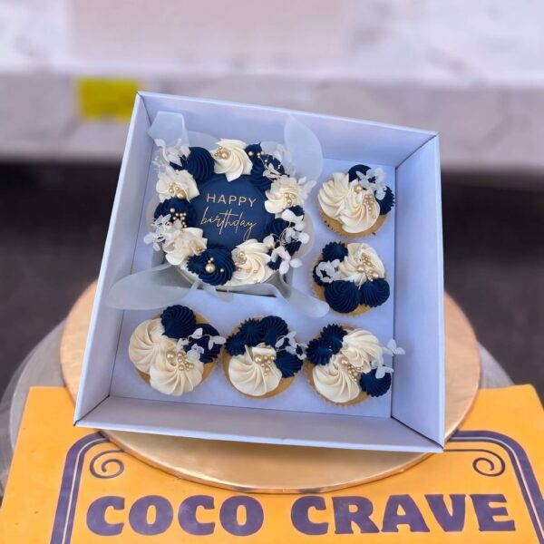 Navy White Floral Cupcakes Box in Lahore — delivered in Lahore Custom Halal, Lahore