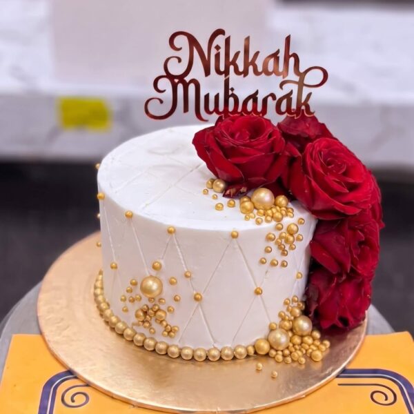 Nikkah Mubarak Rose Cake in Lahore — delivered in Lahore
