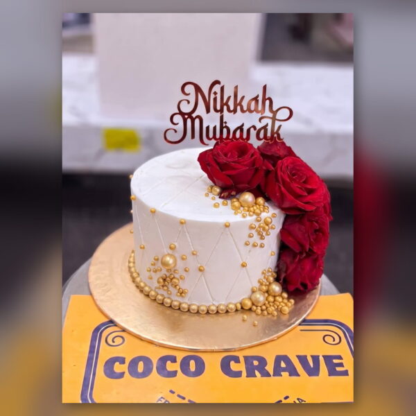 Nikkah Mubarak Rose Cake in Lahore — delivered in Lake City, Lahore