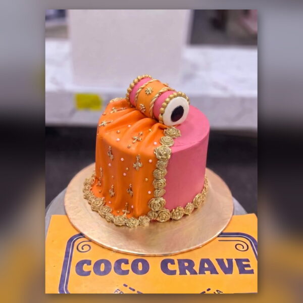 Orange & Pink Chooriyan Mehndi Cake in Lahore