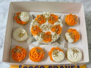 Orange Cream Birthday Cake and Cupcakes in Lahore