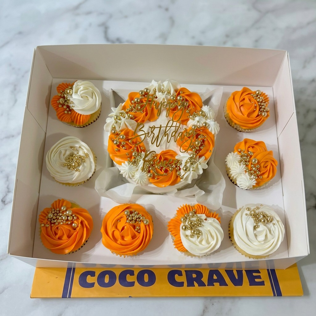 Orange Cream Birthday Cake and Cupcakes in Lahore Orange Cream Birthday Cake and Cupcakes in Lahore — CocoCrave Lahore