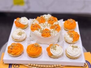 Orange Cream Cake and Cupcakes Set in Lahore
