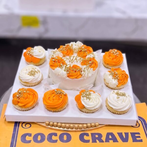 Orange Cream Cake and Cupcakes Set in Lahore — delivered in Lahore