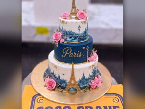 Paris Blue and White Three Tier Cake in Lahore — CocoCrave.pk Lahore