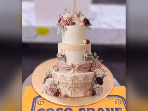 Paris Theme Three Tier Cake in Lahore — CocoCrave.pk Lahore