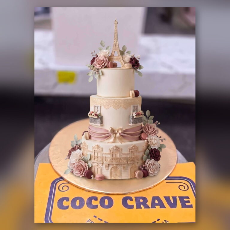 Paris Theme Three Tier Cake in Lahore