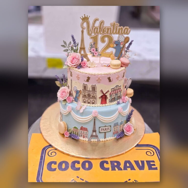 Paris Theme Two Tier Birthday Cake in Lahore