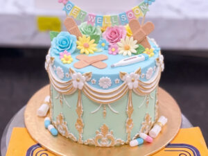 Pastel Blue Get Well Soon Floral Cake in Lahore