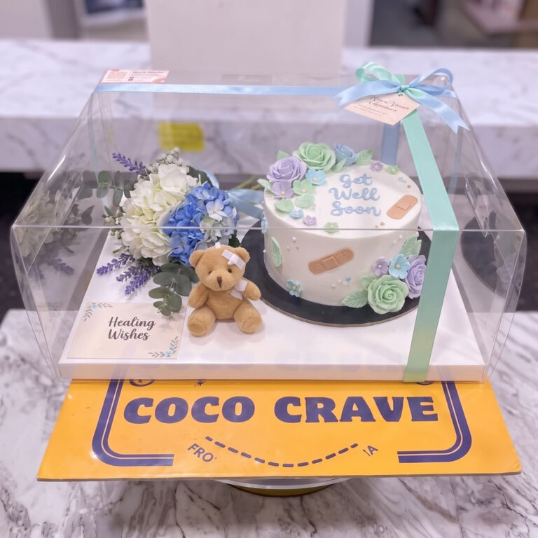 Pastel Get Well Soon Cake and Flower Gift Box in Lahore