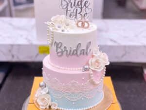 Pastel Pink Two Tier Bridal Shower Cake in Lahore