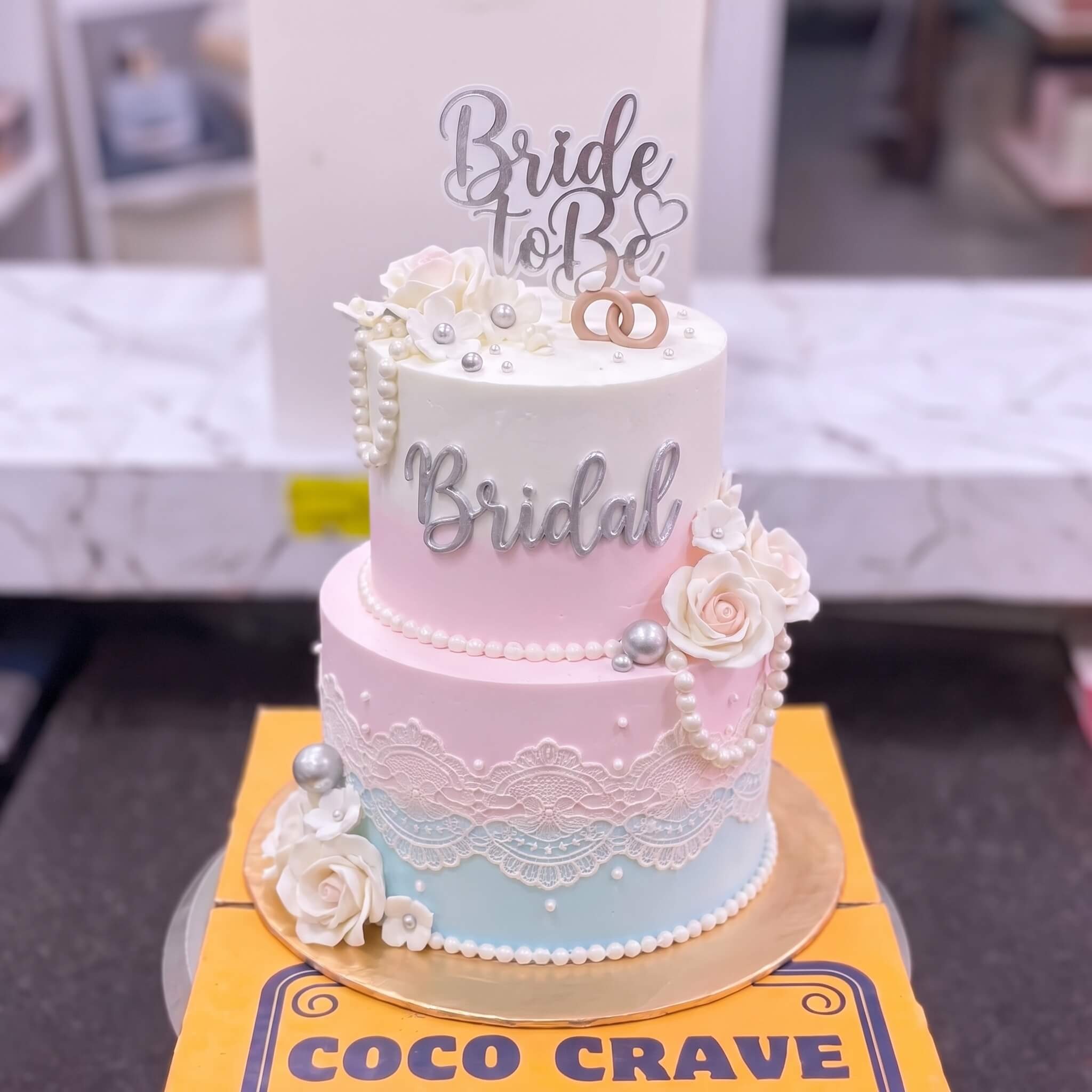 Pastel Pink Two Tier Bridal Shower Cake in Lahore Pastel Pink Two Tier Bridal Shower Cake in Lahore — CocoCrave Lahore