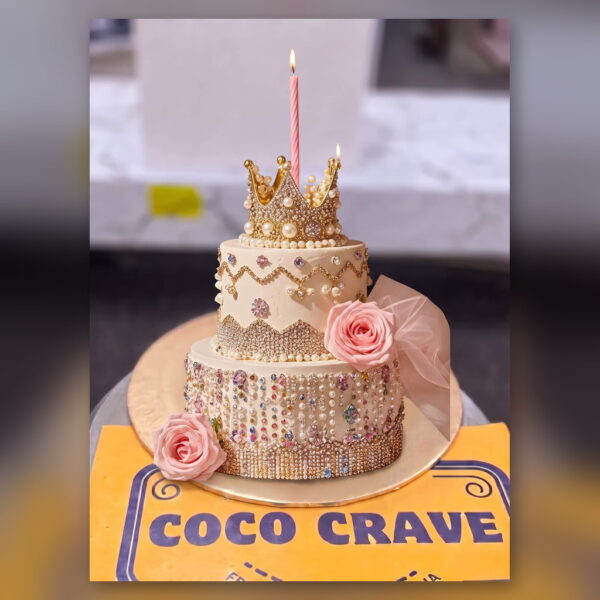 Pearl And Jewel Two Tier Crown Cake in Lahore — delivered in Lake City, Lahore