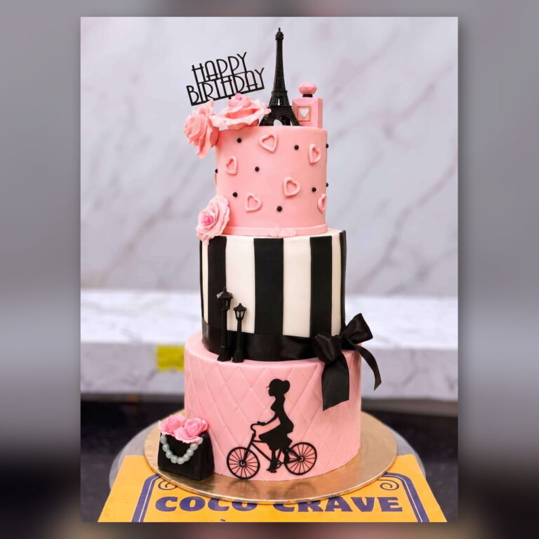 Pink and Black Paris Fashion Cake in Lahore