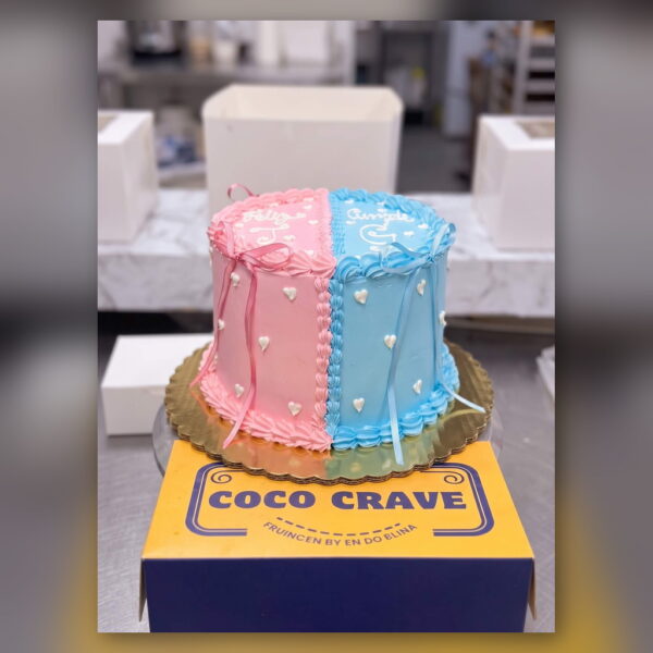 Pink and Blue Gender Reveal Cake in Lahore — delivered in Lake City, Lahore