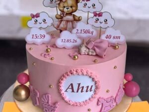 Pink Baby Girl Birth Stats Cake in Lahore