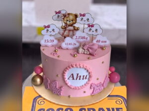 Pink Baby Girl Birth Stats Cake in Lahore