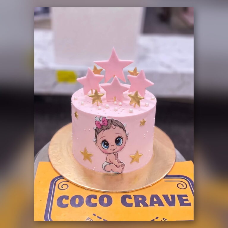 Pink Baby Girl Cake with Stars in Lahore