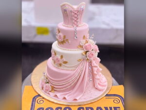 Pink Barbie Gown Three Tier Cake in Lahore — CocoCrave.pk Lahore