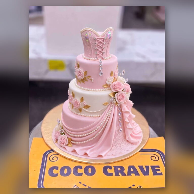 Pink Barbie Gown Three Tier Cake in Lahore
