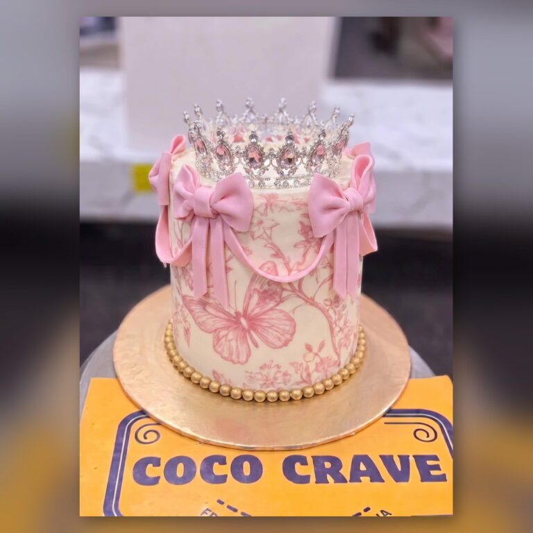 Pink Butterfly Bow Crown Cake in Lahore