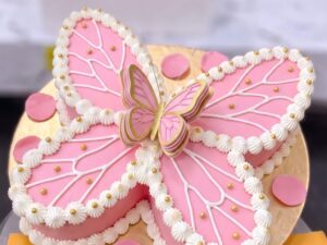 Pink Butterfly Cake with Pearls in Lahore