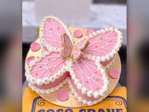 Pink Butterfly Cake with Pearls in Lahore — delivered in Lake City, Lahore