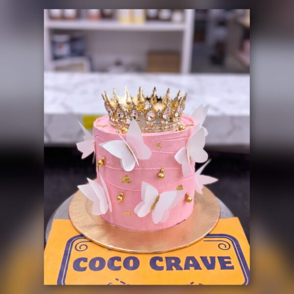 Pink Butterfly Crown Cake in Lahore — delivered in Lahore Birthday, Lahore
