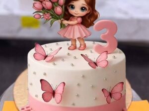 Pink Butterfly Girl Birthday Cake in Lahore